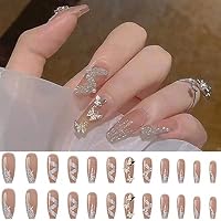 Amazon | Turkalla ネイルチップ 手用 24枚入 12別サイズ 3D立体感 蝶